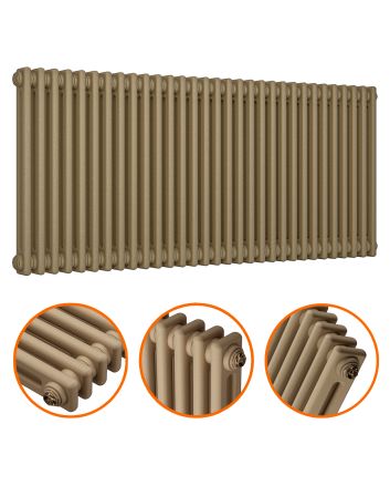 600 x 1508mm Antique Brass Horizontal Traditional 2 Column Radiator