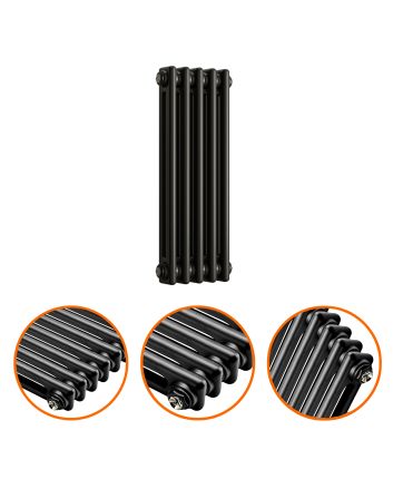 600 x 249mm Black Horizontal Traditional 2 Column Radiator