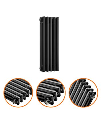 600 x 249mm Black Horizontal Traditional 3 Column Radiator