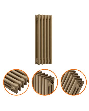 600 x 249mm Antique Brass Horizontal Traditional 3 Column Radiator