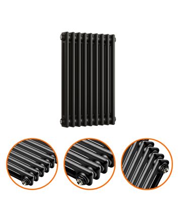 600 x 425mm Black Horizontal Traditional 2 Column Radiator