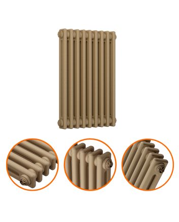 600 x 425mm Antique Brass Horizontal Traditional 2 Column Radiator