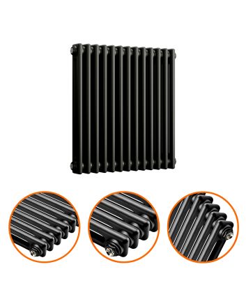 600 x 608mm Black Horizontal Traditional 2 Column Radiator