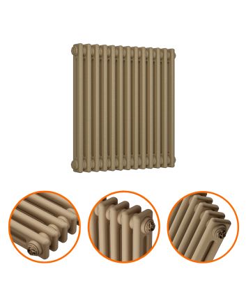 600 x 608mm Antique Brass Horizontal Traditional 2 Column Radiator