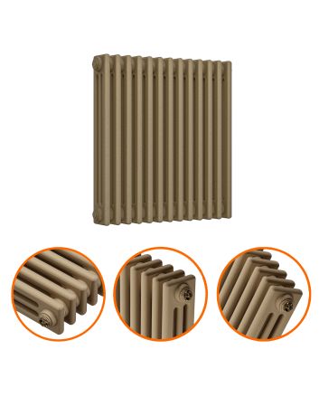 600 x 608mm Antique Brass Horizontal Traditional 3 Column Radiator