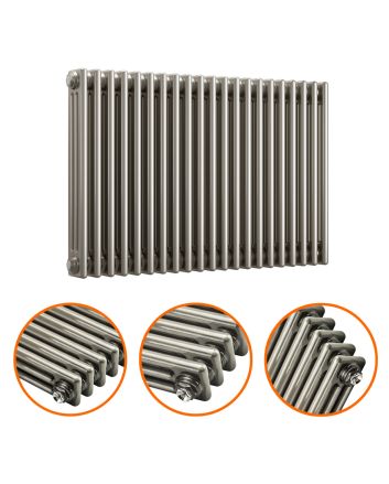 600 x 1013mm Raw Metal Lacquered Horizontal Traditional 3 Column Radiator