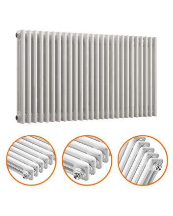 600 x 1193mm White Horizontal Traditional 3 Column Radiator