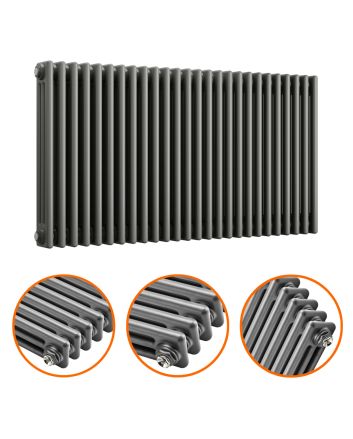 600 x 1193mm Anthracite Horizontal Traditional 3 Column Radiator