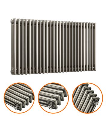 600 x 1193mm Raw Metal Lacquered Horizontal Traditional 3 Column Radiator