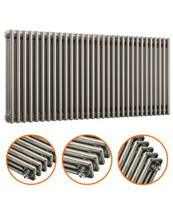 600 x 1508mm Raw Metal Lacquered Horizontal Traditional 3 Column Radiator