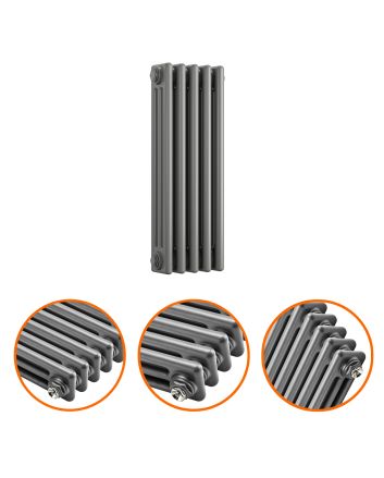 600 x 249mm Anthracite Horizontal Traditional 3 Column Radiator