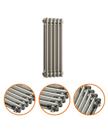 600 x 249mm Raw Metal Horizontal Traditional 2 Column Radiator
