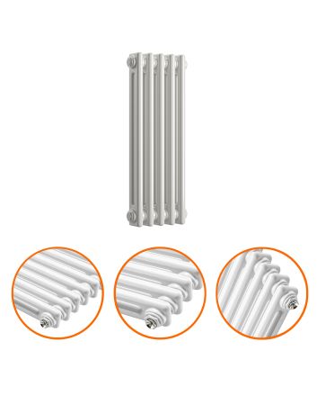600 x 249mm White Horizontal Traditional 2 Column Radiator