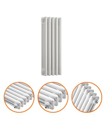 600 x 249mm White Horizontal Traditional 3 Column Radiator