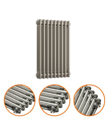 600 x 425mm Raw Metal Horizontal Traditional 2 Column Radiator