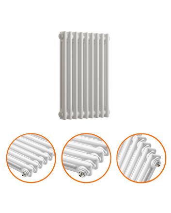 600 x 425mm White Horizontal Traditional 2 Column Radiator