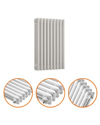 600 x 425mm White Horizontal Traditional 3 Column Radiator
