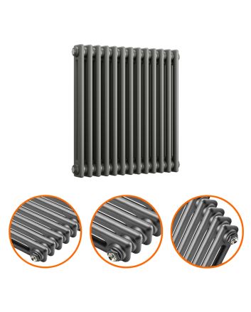 600 x 608mm Anthracite Horizontal Traditional 2 Column Radiator