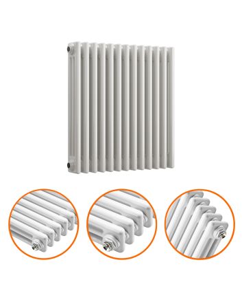 600 x 608mm White Horizontal Traditional 3 Column Radiator