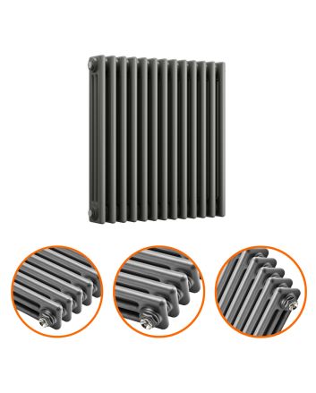 600 x 608mm Anthracite Horizontal Traditional 3 Column Radiator