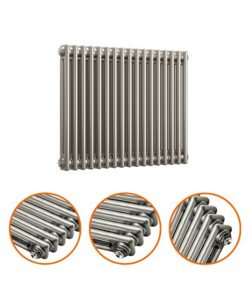 600 x 788mm Raw Metal Lacquered Horizontal Traditional 2 Column Radiator