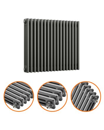 600 x 788mm Anthracite Horizontal Traditional 3 Column Radiator
