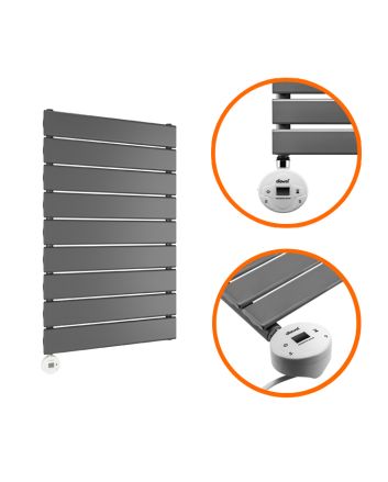 630 x 400mm Electric Anthracite Single Flat Panel Vertical Radiator