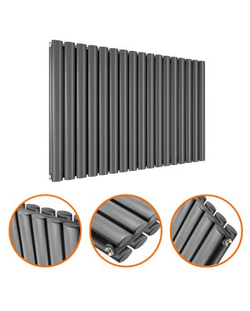 635 x 1000mm Anthracite Double Oval Tube Horizontal Radiator 