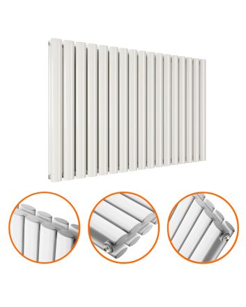 635 x 1000mm White Double Oval Tube Horizontal Radiator 