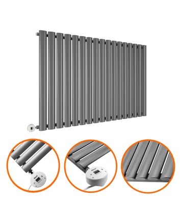 635 x 1000mm Electric Anthracite Single Oval Panel Horizontal Radiator