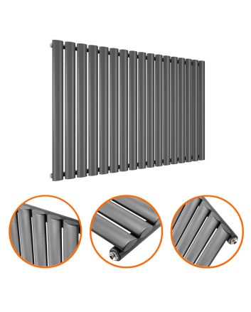 635 x 1000mm Anthracite Single Oval Tube Horizontal Radiator 