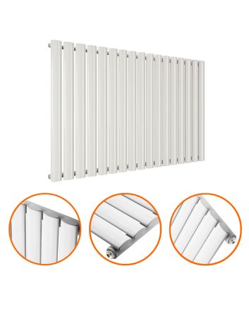635 x 1000mm White Single Oval Tube Horizontal Radiator 