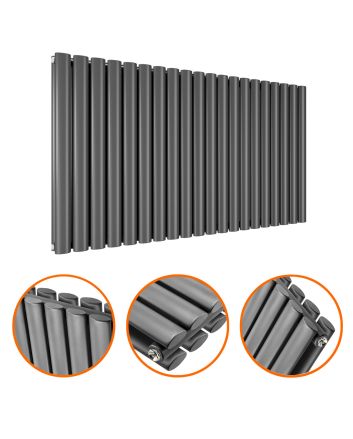 635 x 1180mm Anthracite Double Oval Tube Horizontal Radiator 