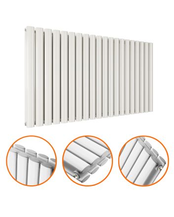635 x 1180mm White Double Oval Tube Horizontal Radiator 