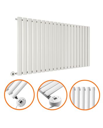 635 x 1180mm Electric White Single Oval Panel Horizontal Radiator