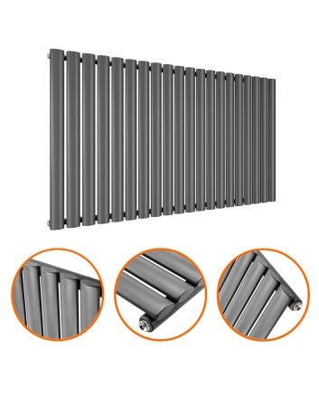 635 x 1180mm Anthracite Single Oval Tube Horizontal Radiator 