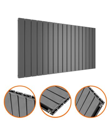 635 x 1190mm Anthracite Double Flat Panel Horizontal Radiator 
