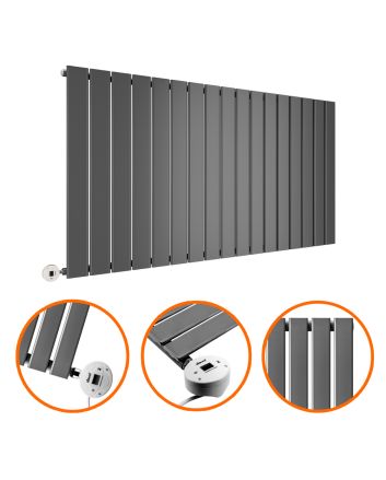 635 x 1190mm Electric Anthracite Single Flat Panel Horizontal Radiator