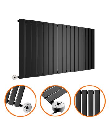 635 x 1190mm Electric Black Single Flat Panel Horizontal Radiator