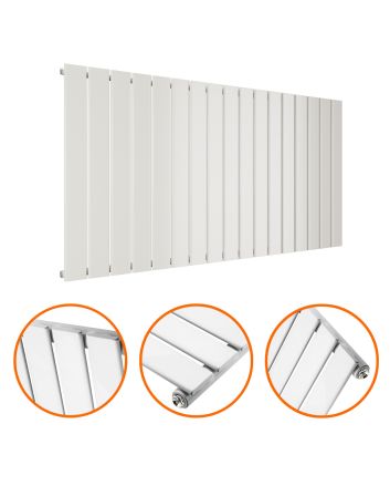 635 x 1190mm White Single Flat Panel Horizontal Radiator 
