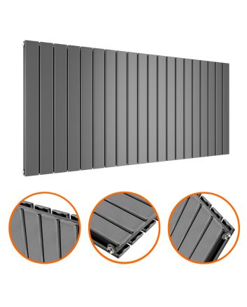 635 x 1400mm Anthracite Double Flat Panel Horizontal Radiator 