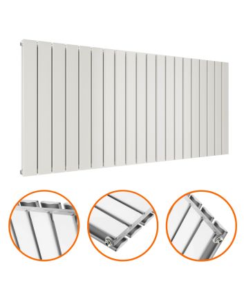 635 x 1400mm White Double Flat Panel Horizontal Radiator 