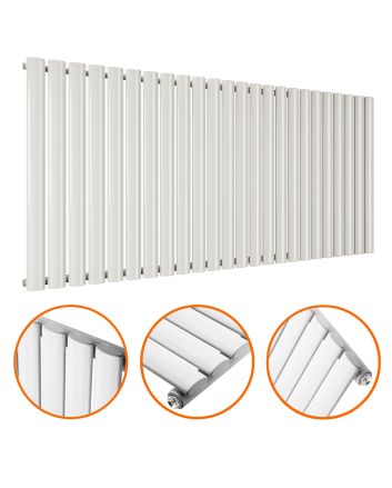 635 x 1411mm White Single Oval Tube Horizontal Radiator 