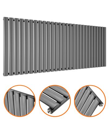 635 x 1652mm Anthracite Single Oval Tube Horizontal Radiator 