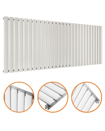 635 x 1652mm White Single Oval Tube Horizontal Radiator 