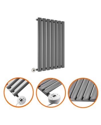 635 x 415mm Electric Anthracite Single Oval Panel Horizontal Radiator