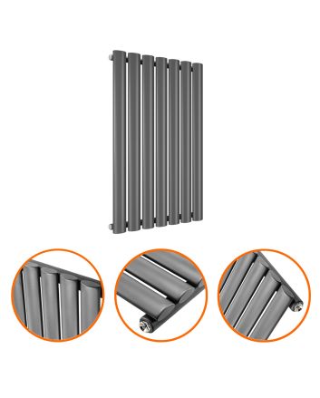 635 x 415mm Anthracite Single Oval Tube Horizontal Radiator 
