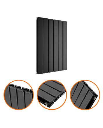 635 x 420mm Black Double Flat Panel Horizontal Radiator