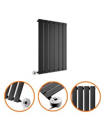 635 x 420mm Electric Black Single Flat Panel Horizontal Radiator