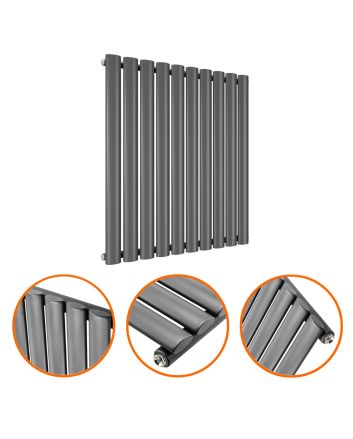 635 x 595mm Anthracite Single Oval Tube Horizontal Radiator 